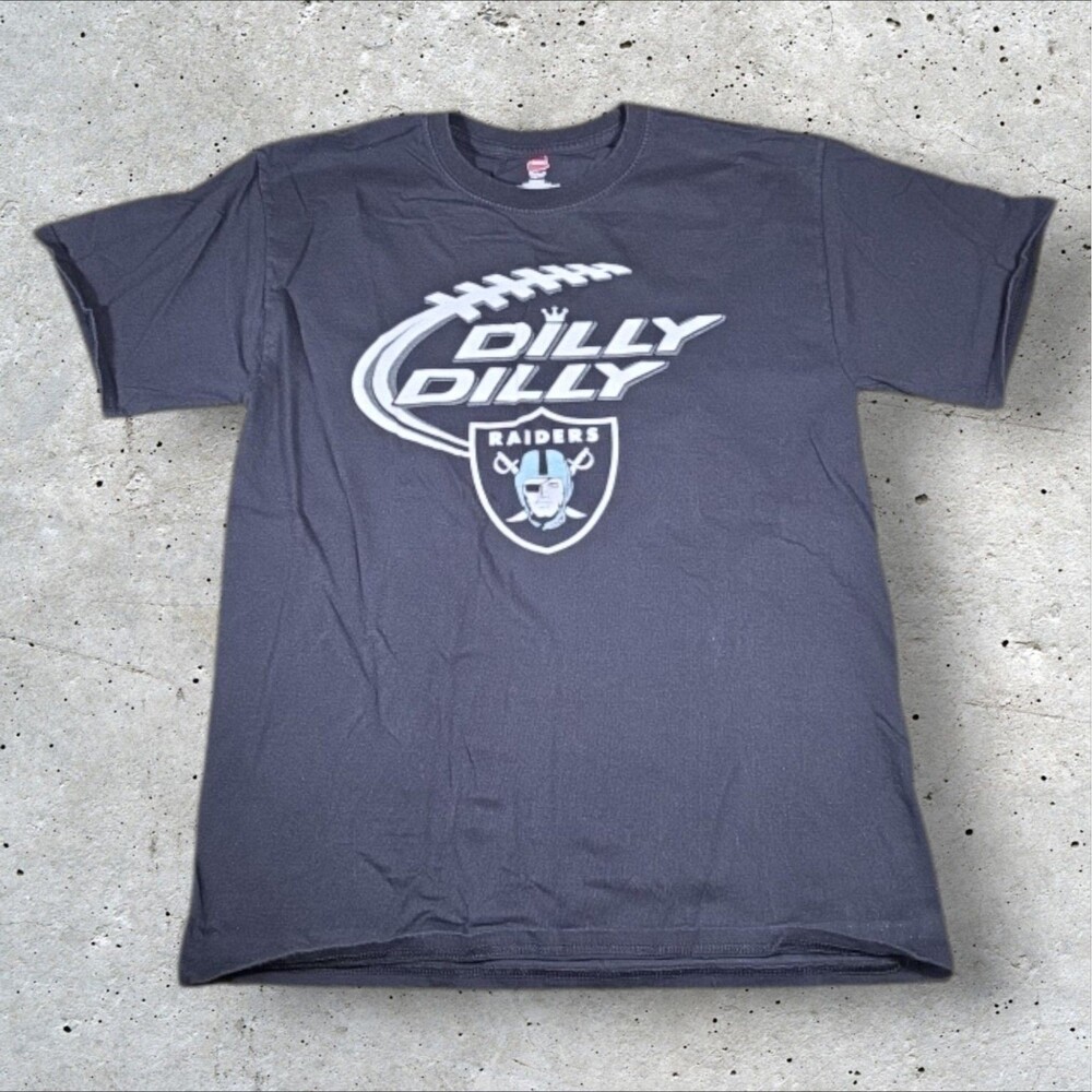 Raiders Dilly Dilly Bud Light Beer Mashup T Shirt Medium Hanes Tagless Black